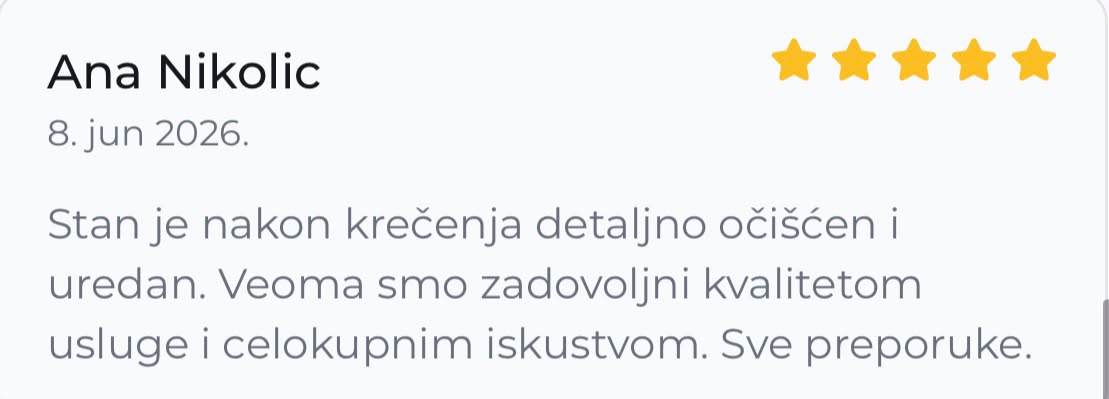 Poruka zadovoljnog klijenta Rapid Clean usluge